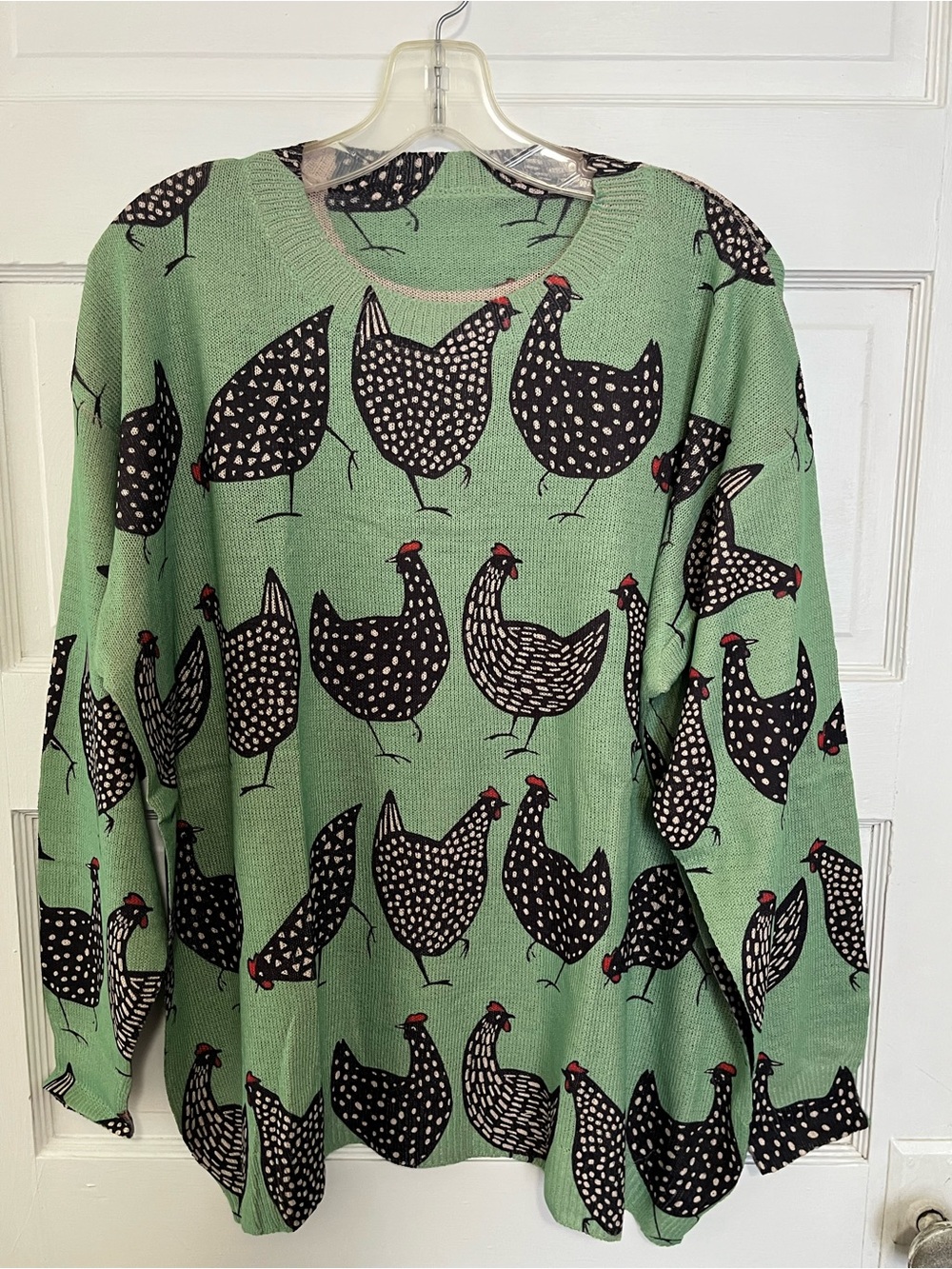 Green Chicken Print Sweater 2XL